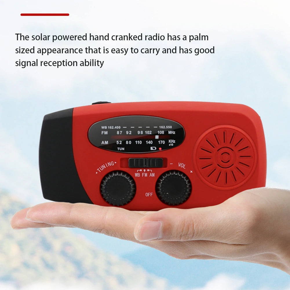 Emergency Hand Crank Radio Multi Functional Solar Powered Portable Emergency Radio For Camping Hiking