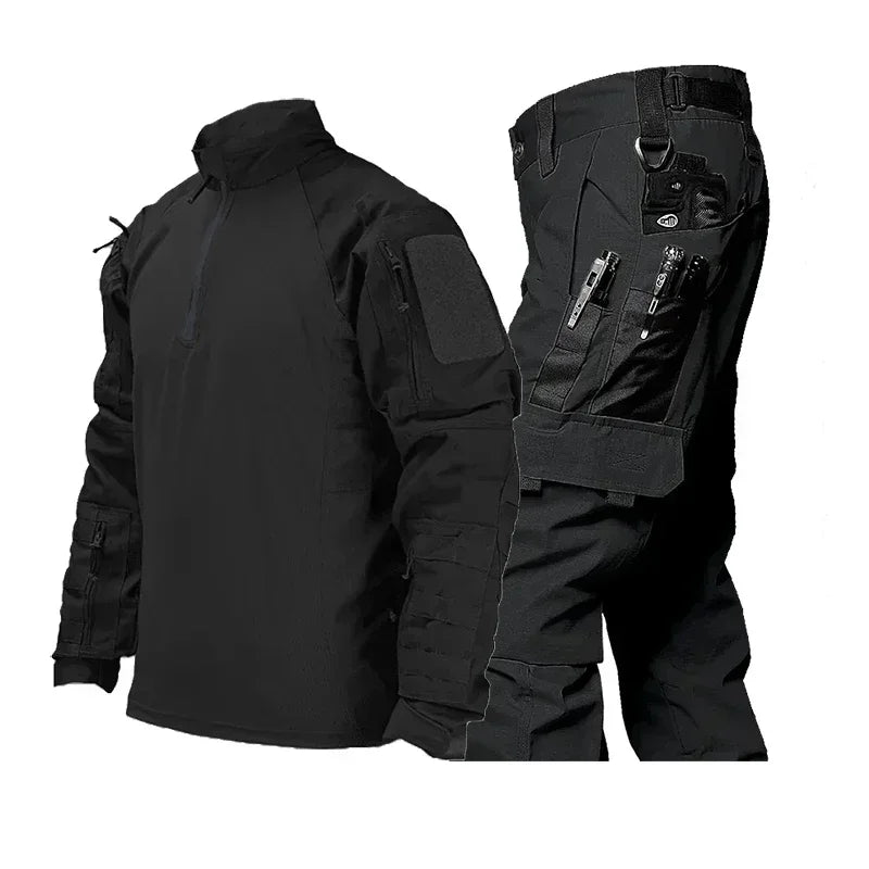 Outdoor Tactical Sets Men Wear-resistant Hunting Uniform Sweatshirt+Multi-pocket Cargo Pant 2 Pcs Suits Hiking Combat Set