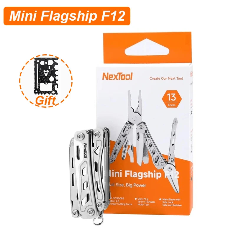NexTool Mini Flagship F12 Multitool 13-in-1 Keychain Multitool with Serrated Scissors Upgraded 80Cr14Mov Steel EDC Multi Tool