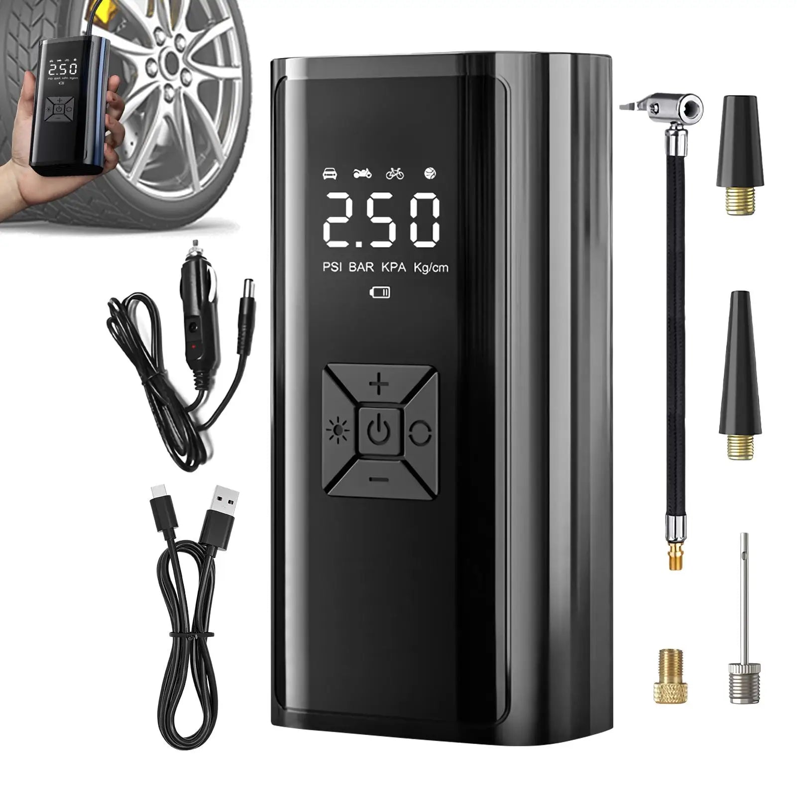 Wireless Air Pump Portable Electric Tire Inflator For Car Bicycle Motorcycle Mini Air Compressor Tire Air Injector