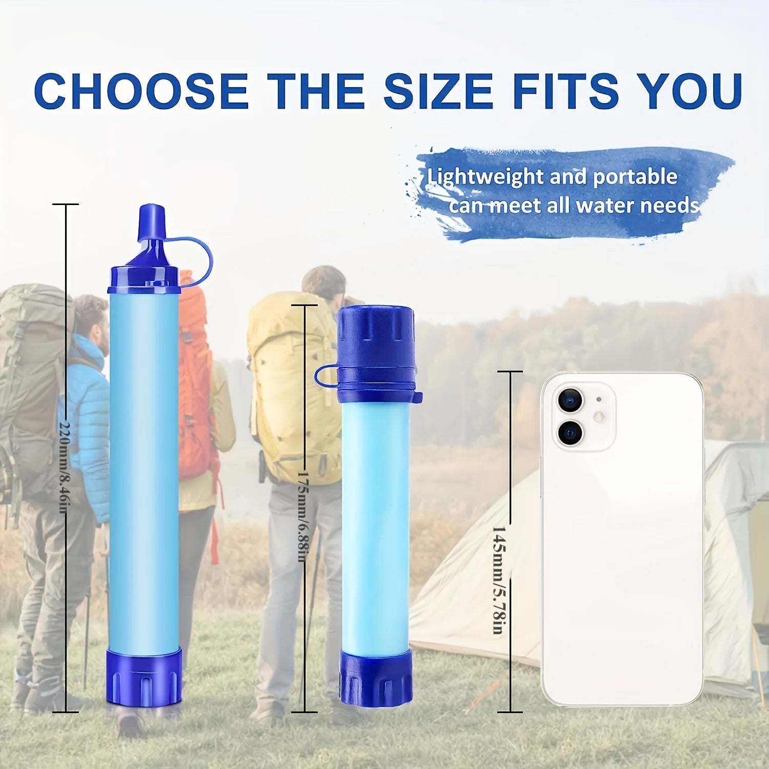 1 pajita purificadora de agua portátil de 4 etapas - Elimina el 99.9999% de las impurezas - Ideal para aventuras al aire libre, filtra hasta 1.500 L