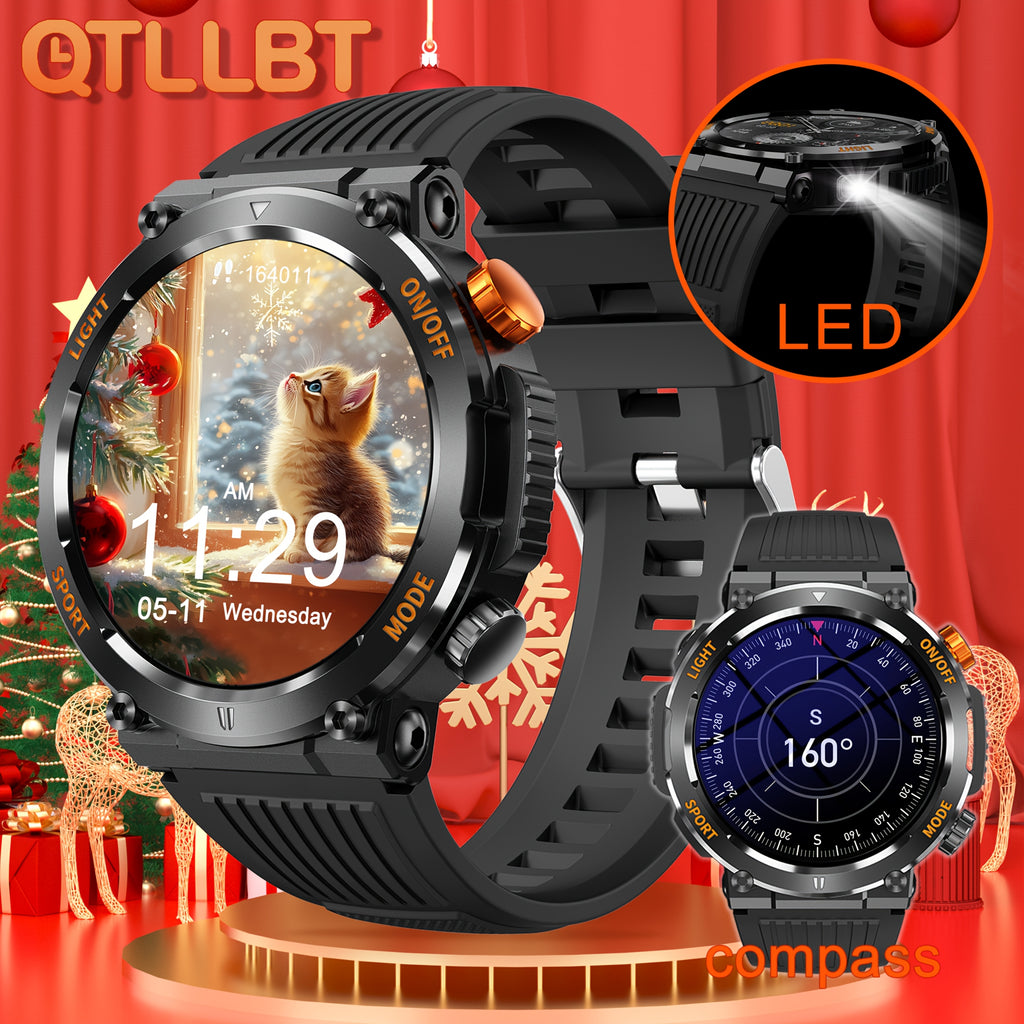Tactical Smartwatch - Rugged Outdoor Fitness Tracker with Call Function