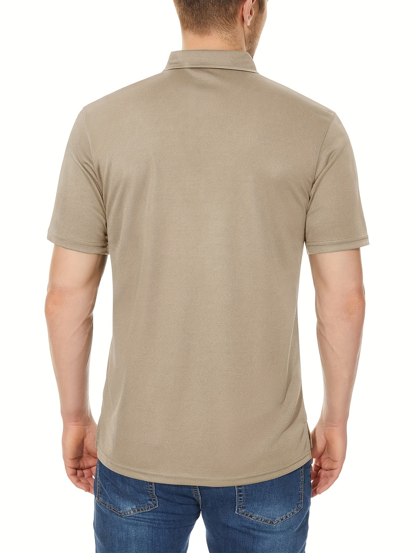 HOPATISEN Men's Short Sleeve Polo Shirt Summer Work Casual Short Sleeve Tops Outdoor Golf Sports Business Casual Polo Lightweight Breathable Moisture Transferring Sweat Wicking Classic Fit