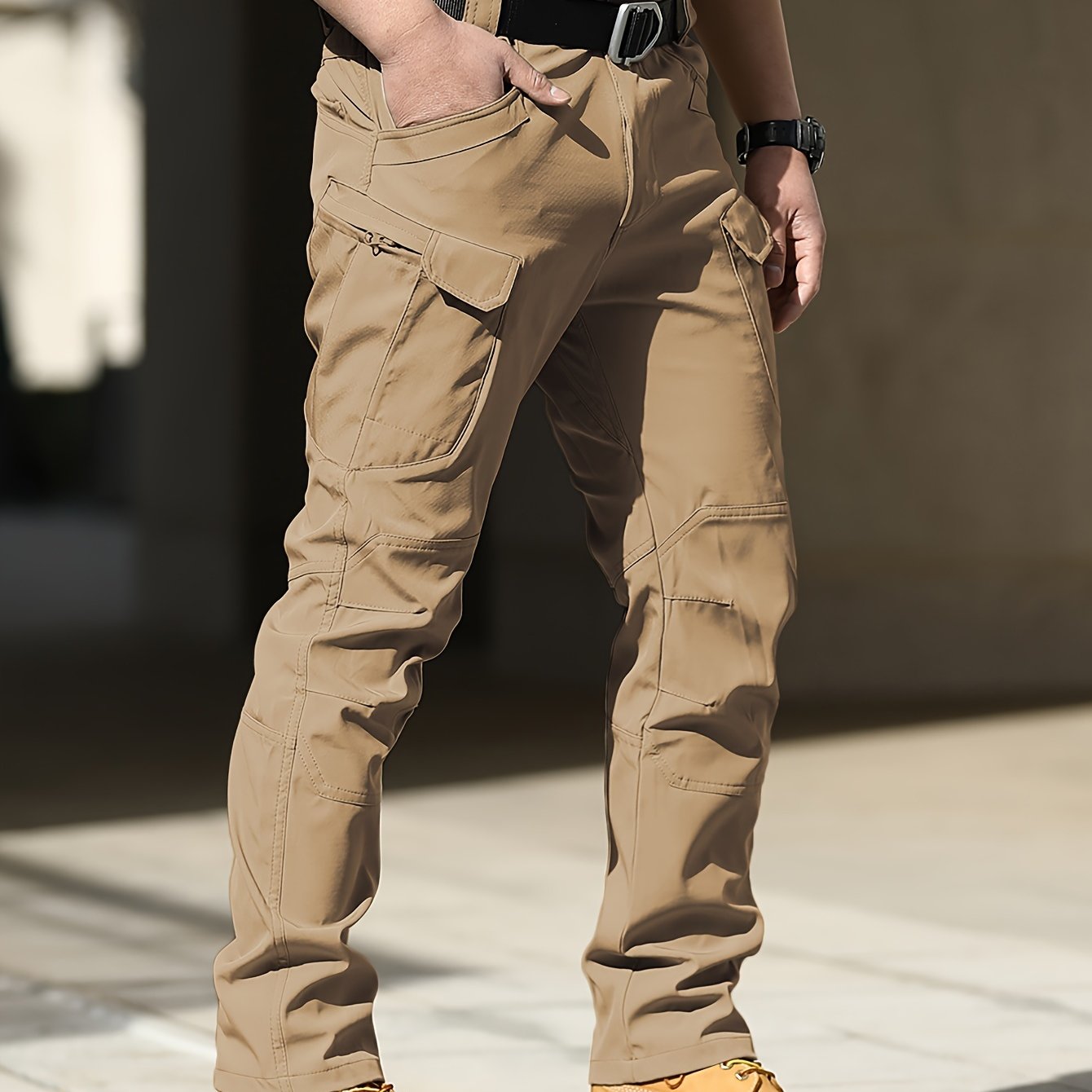 Multi Pocket Men's Tactical Pants, Loose Casual Outdoor Pants, Cargo Wear-resistant Pants For Hiking