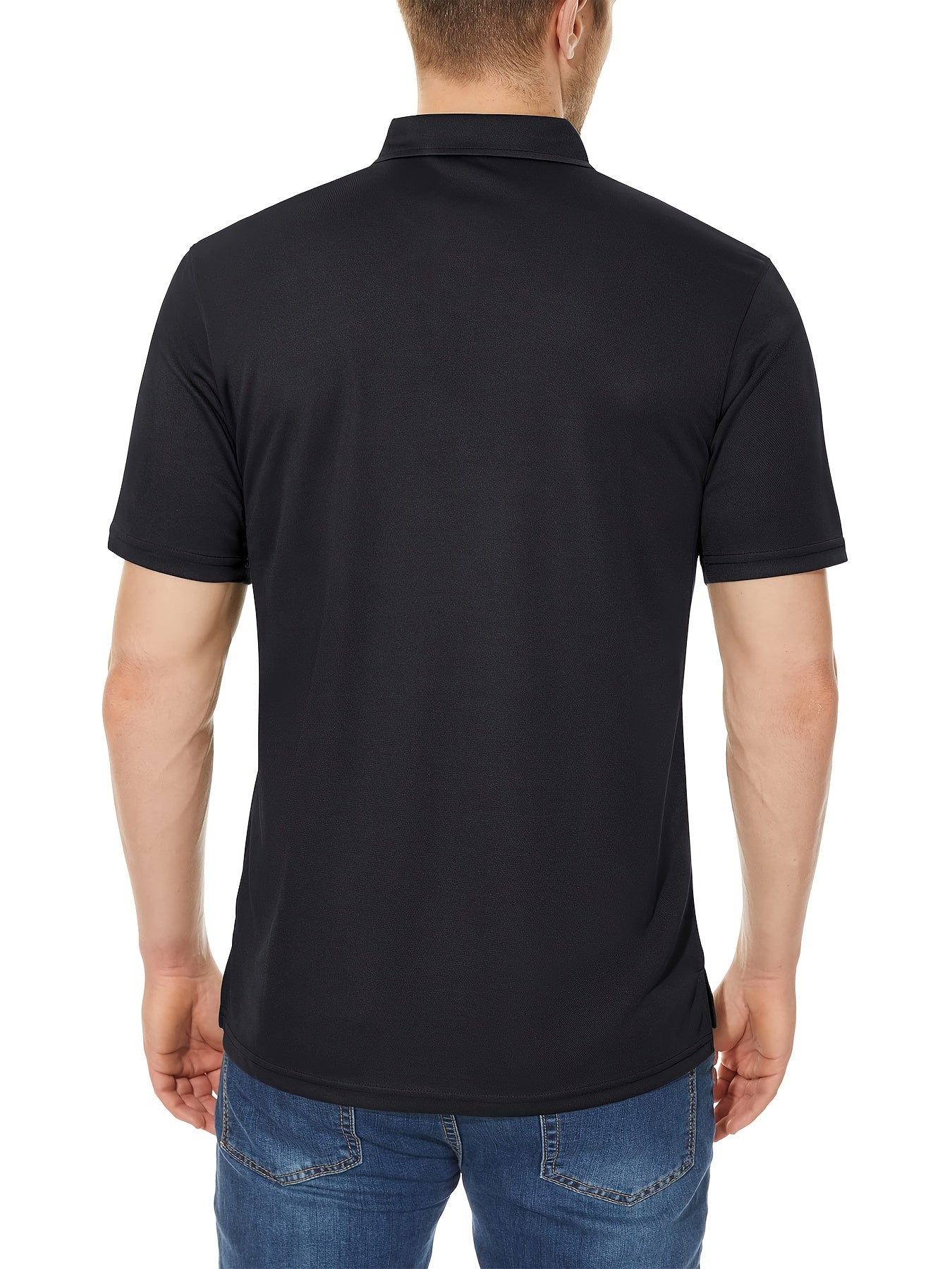 HOPATISEN Men's Short Sleeve Polo Shirt Summer Work Casual Short Sleeve Tops Outdoor Golf Sports Business Casual Polo Lightweight Breathable Moisture Transferring Sweat Wicking Classic Fit