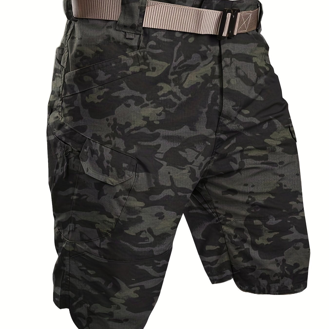 [Polyester Tactical Cargo Shorts] 100% Polyester HOMUG Men's Tactical Cargo Shorts - Quick Dry Summer Workout Shorts with Multi-Pockets, Regular Fit, Solid Color, Non-Stretch Woven Fabric, 200g/m² for Adult