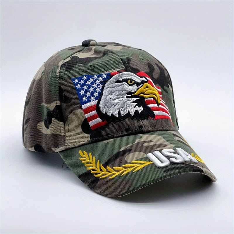 Tactical Eagle Embroidered Cap - Patriotic Camo cap
