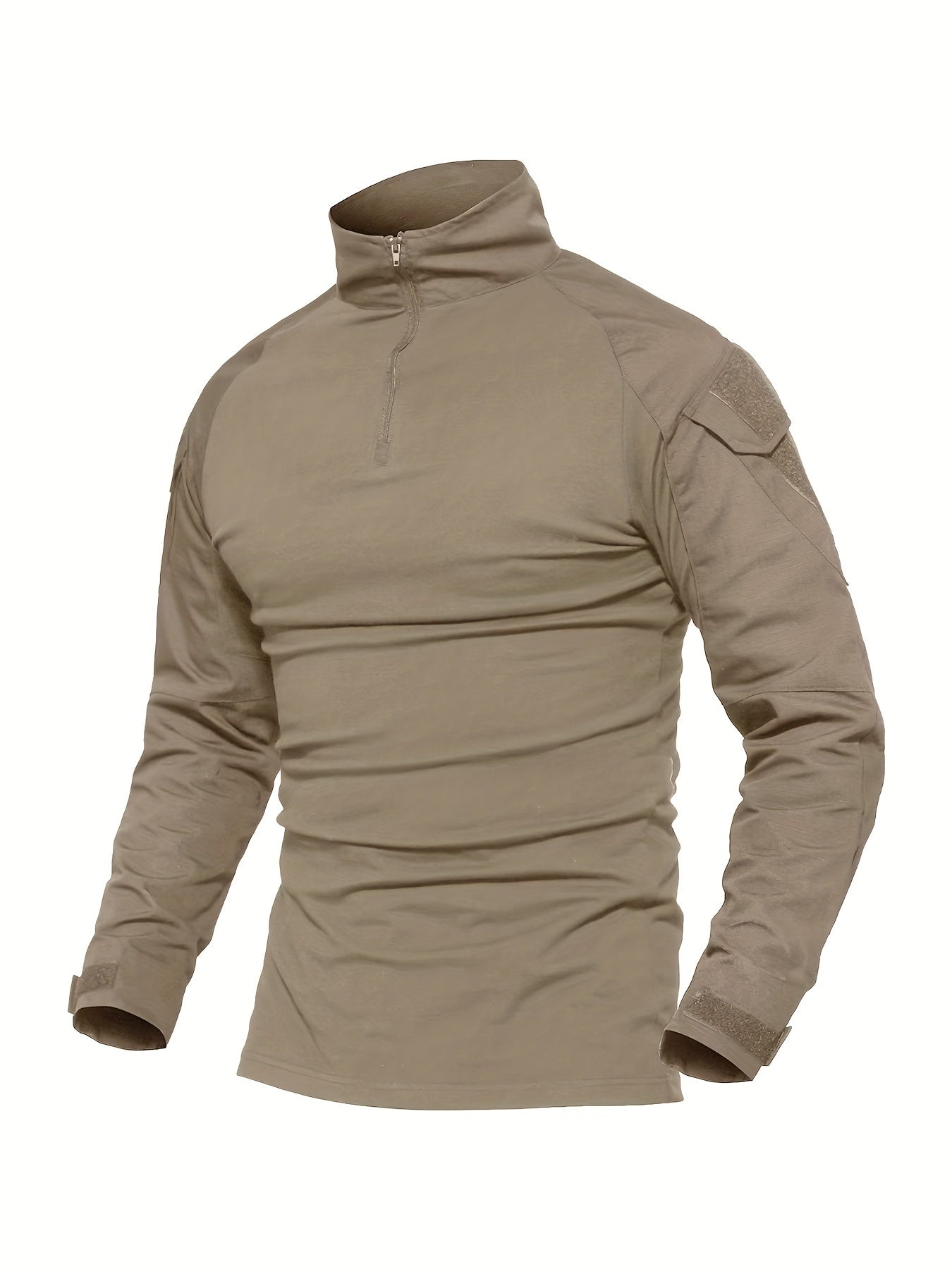 Men's Tactical Long Sleeve T-Shirt 1/4 Zipper Wear And Scratch Resistant Troop Training Tops Tear Resistant Uniforms Outdoor Climbing Hiking Hunting Tops Casual Breathable Comfortable Workwear Adjustable Cuffs Tactical Clothi