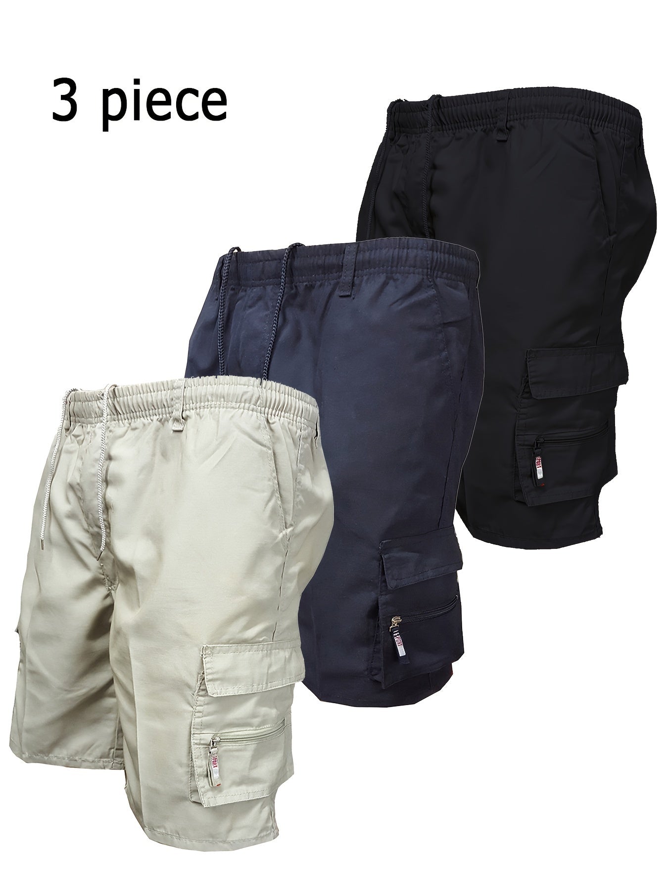 Men's Workwear Shorts 3pcs Set Camouflage Workwear Shorts Outdoor Tactical Shorts Summer Casual Sports Pants Loose Elastic Waist Work Hiking Sports Shorts 3pcs Set