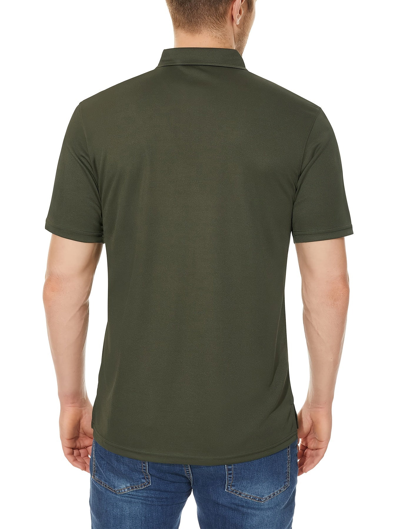 HOPATISEN Men's Short Sleeve Polo Shirt Summer Work Casual Short Sleeve Tops Outdoor Golf Sports Business Casual Polo Lightweight Breathable Moisture Transferring Sweat Wicking Classic Fit