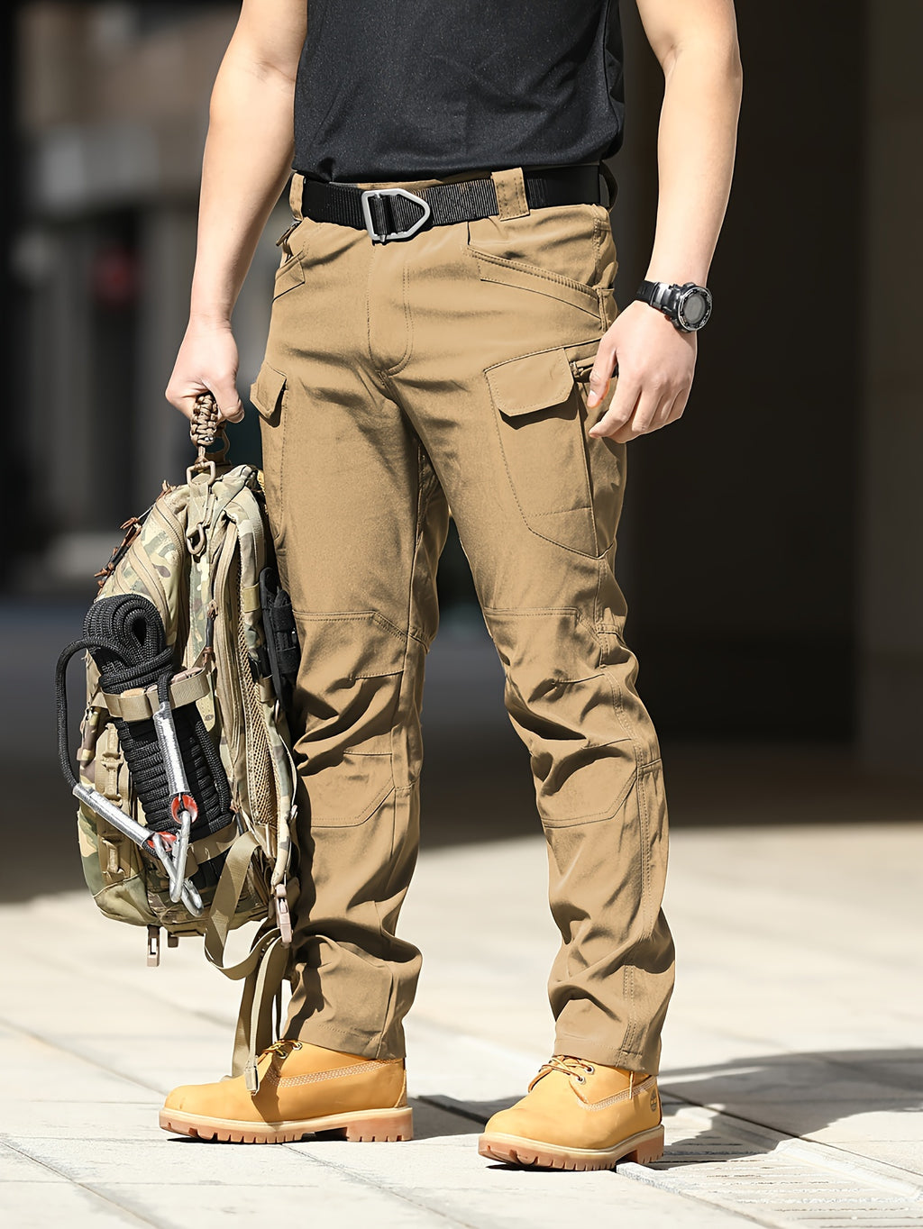 Multi Pocket Men's Tactical Pants, Loose Casual Outdoor Pants, Cargo Wear-resistant Pants For Hiking