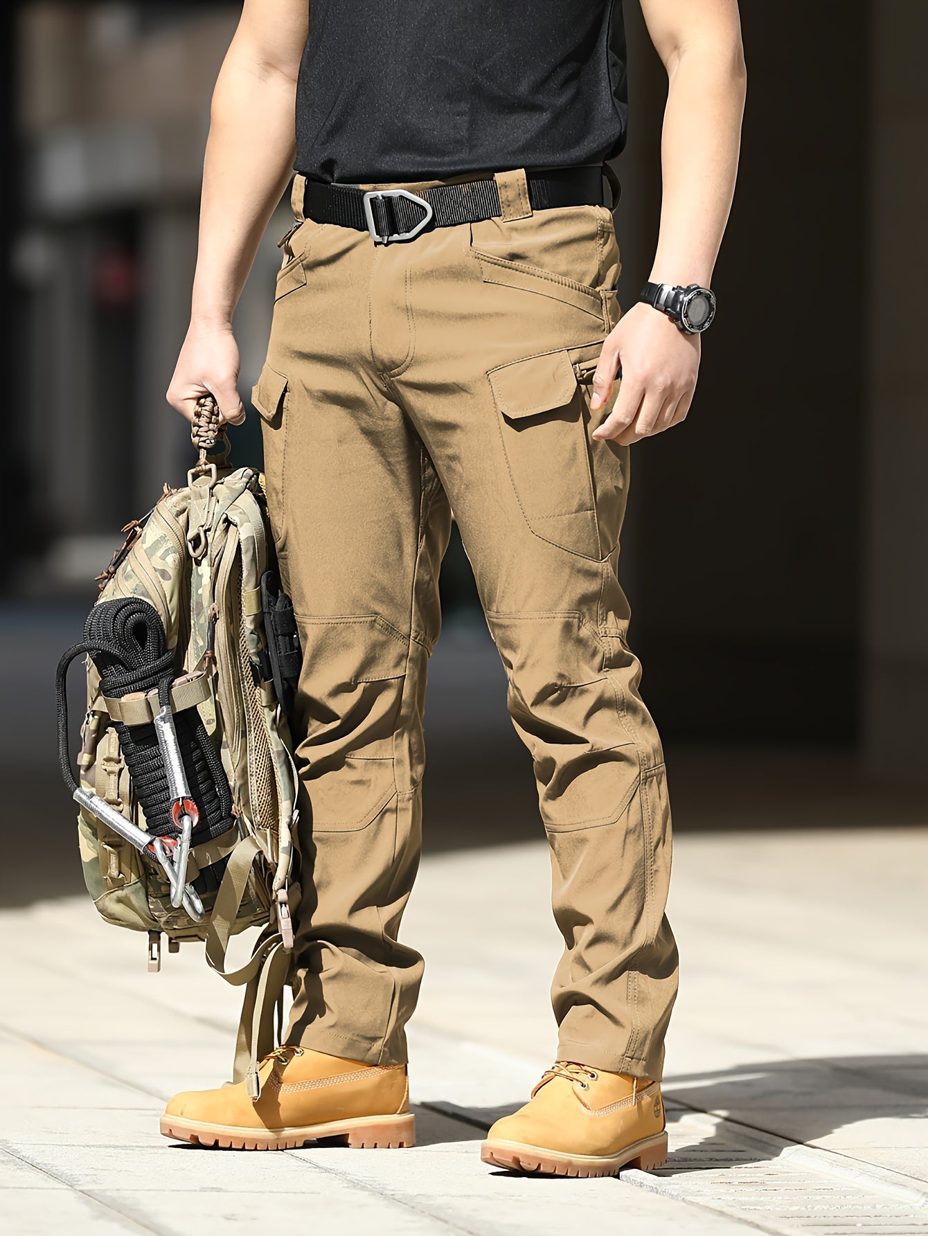 Multi Pocket Men's Tactical Pants, Loose Casual Outdoor Pants, Cargo Wear-resistant Pants For Hiking