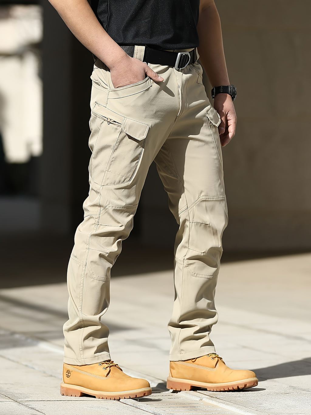 Multi Pocket Men's Tactical Pants, Loose Casual Outdoor Pants, Cargo Wear-resistant Pants For Hiking