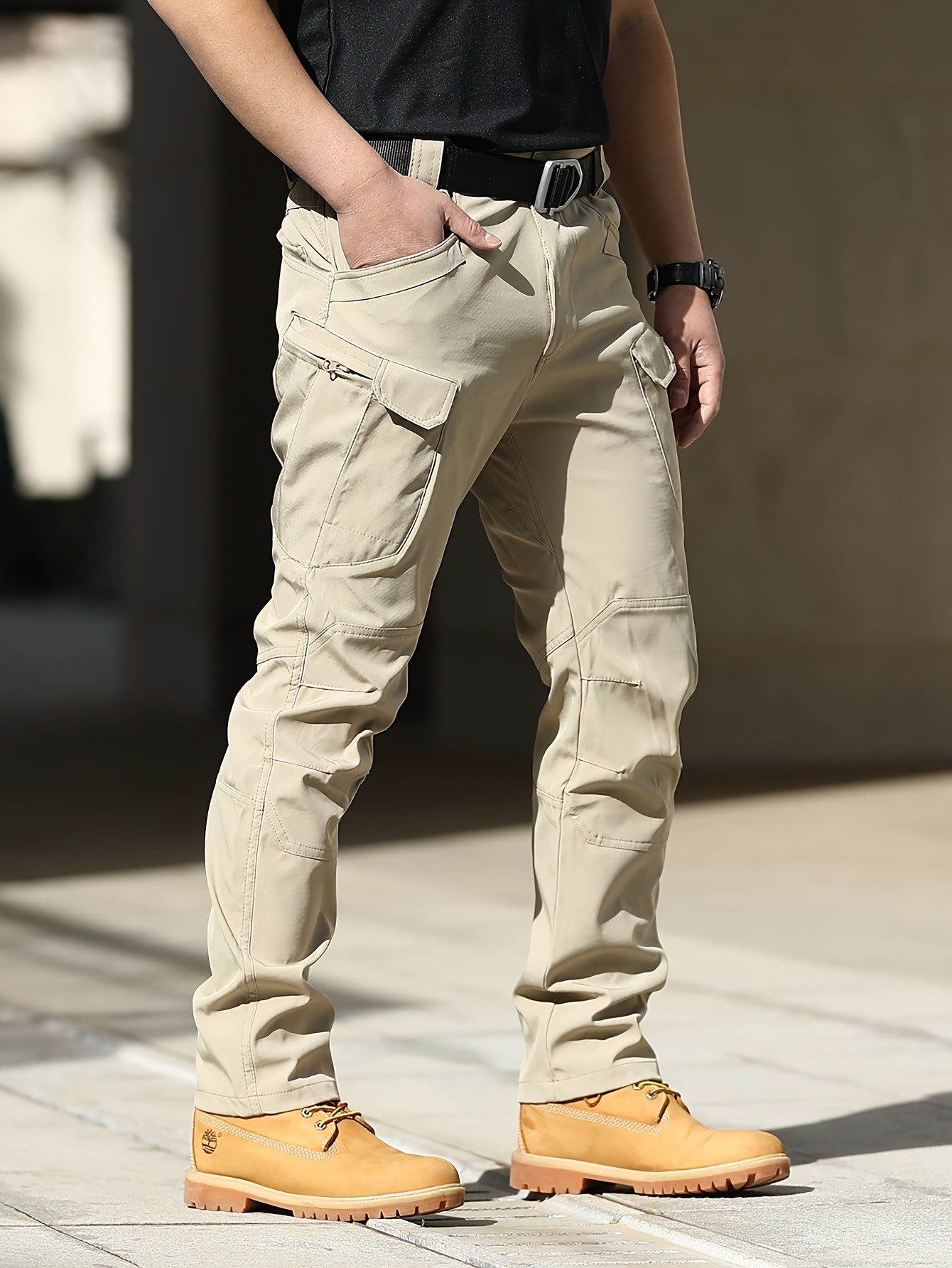 Multi Pocket Men's Tactical Pants, Loose Casual Outdoor Pants, Cargo Wear-resistant Pants For Hiking