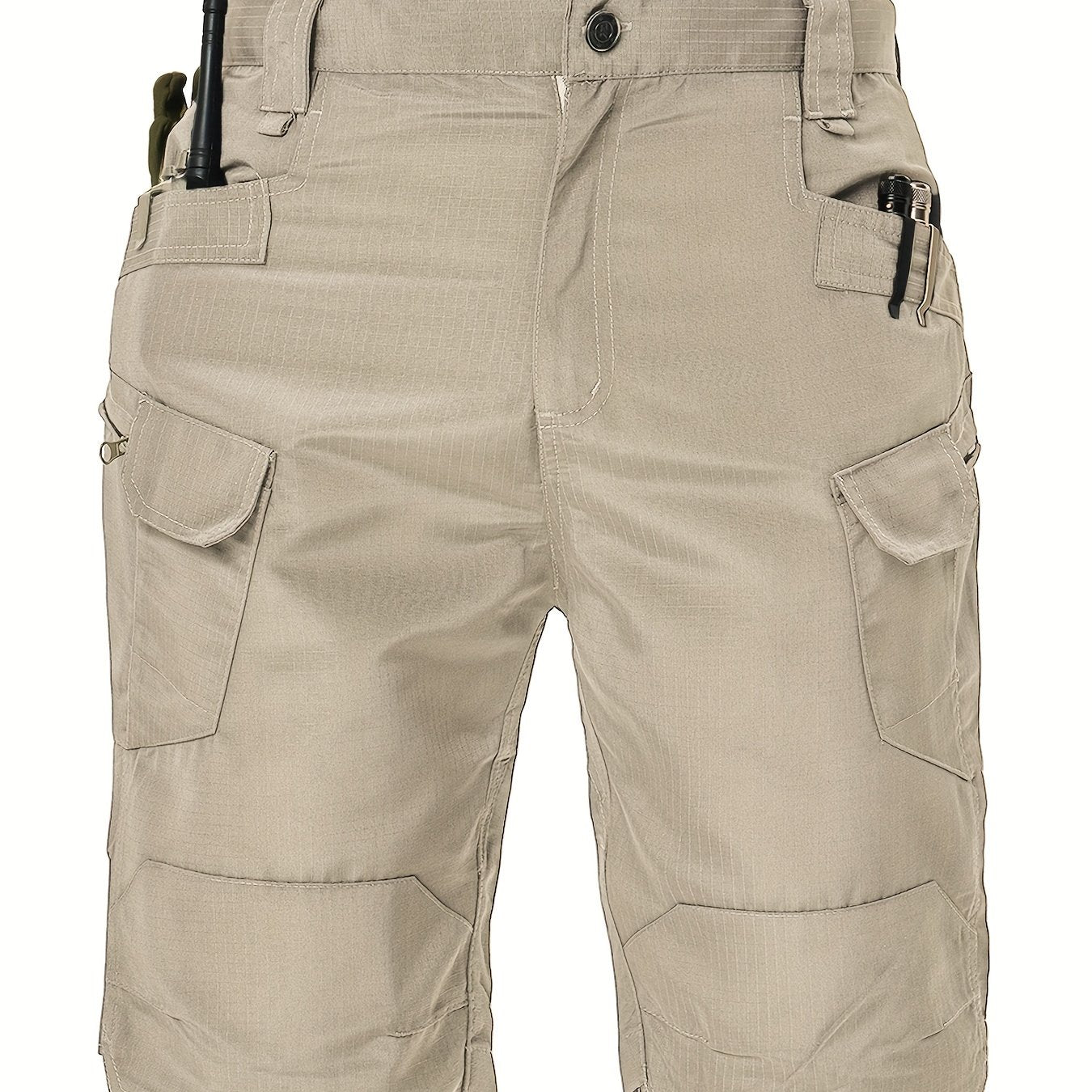[Polyester Tactical Cargo Shorts] 100% Polyester HOMUG Men's Tactical Cargo Shorts - Quick Dry Summer Workout Shorts with Multi-Pockets, Regular Fit, Solid Color, Non-Stretch Woven Fabric, 200g/m² for Adult