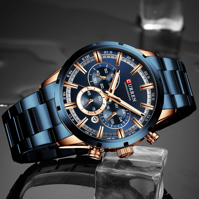 Luxury Quartz Chronograph Watch - Stainless Steel Waterproof Timepiece