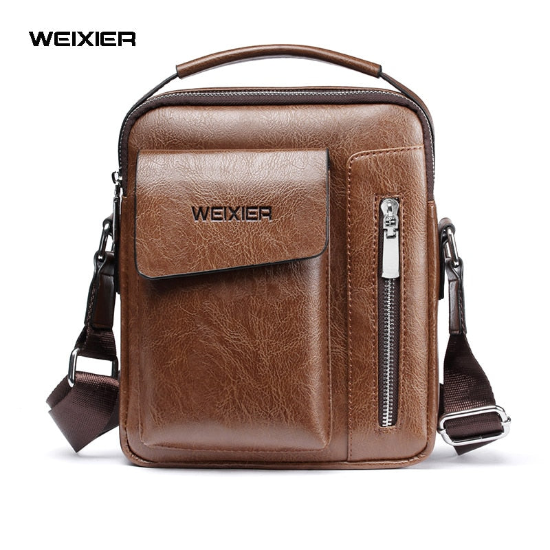 Premium Leather Crossbody Messenger Bag - Multi-Function Business Tote
