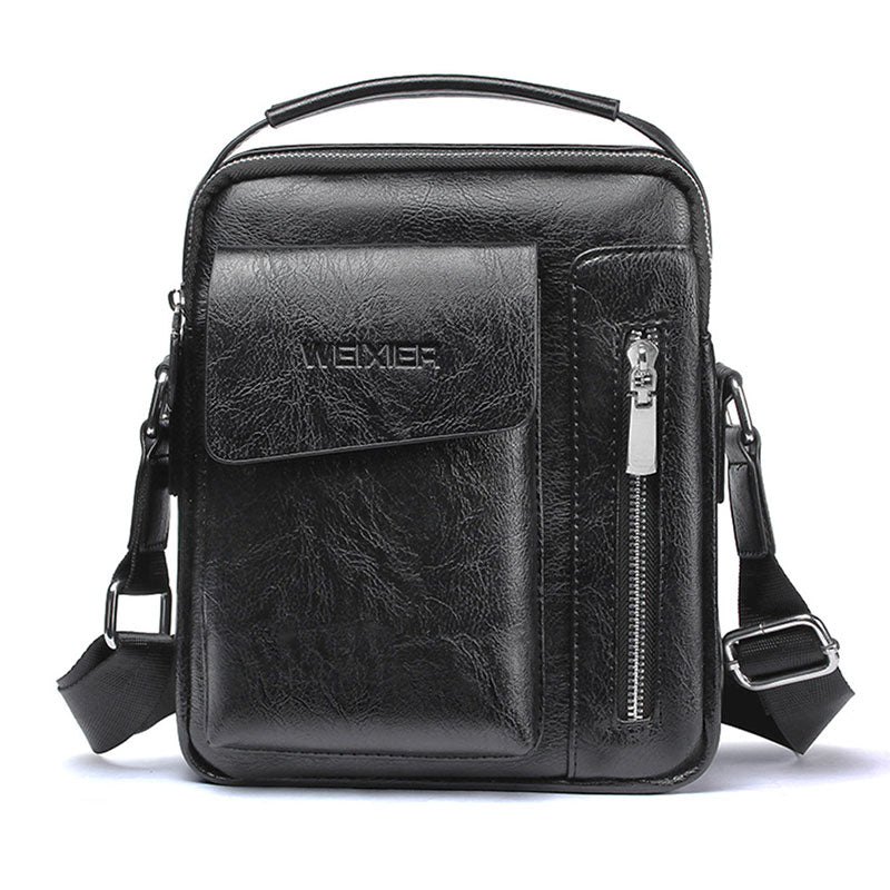 Premium Leather Crossbody Messenger Bag - Multi-Function Business Tote