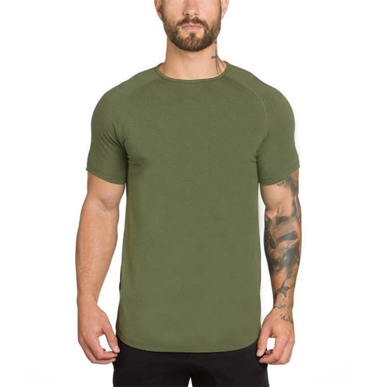 Camiseta de Algodón Premium para Fitness - Ajuste Muscular de Largo Extendido para Gimnasio y Uso Casual
