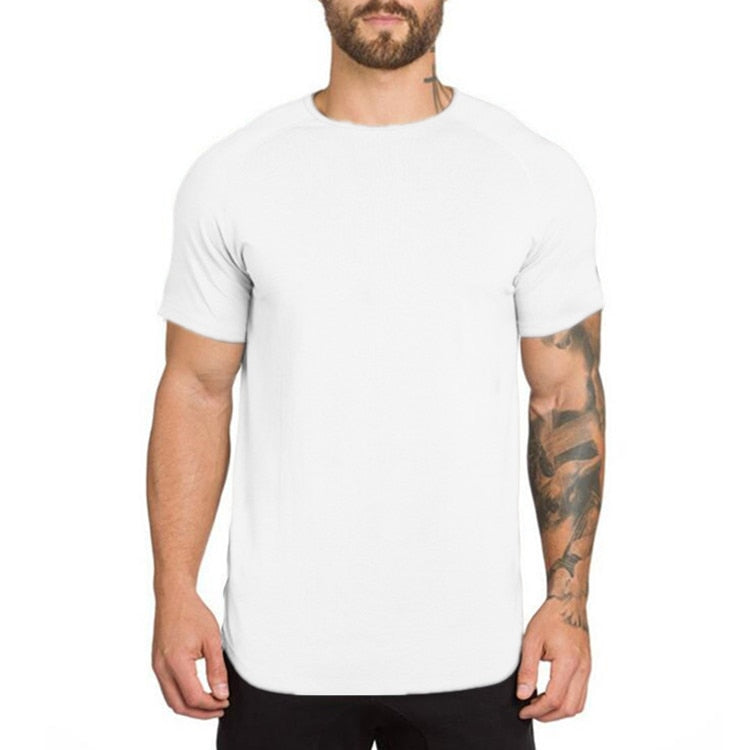 Premium Cotton Fitness T-Shirt - Extended Length Muscle Fit for Gym & Casual Wear
