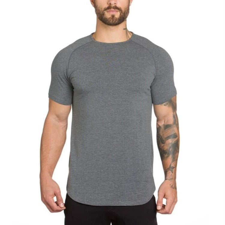 Premium Cotton Fitness T-Shirt - Extended Length Muscle Fit for Gym & Casual Wear