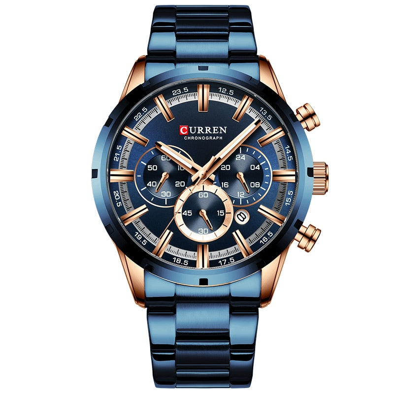 Luxury Quartz Chronograph Watch - Stainless Steel Waterproof Timepiece