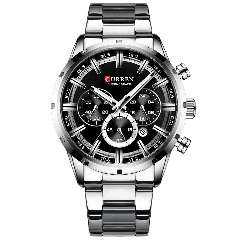 Luxury Quartz Chronograph Watch - Stainless Steel Waterproof Timepiece