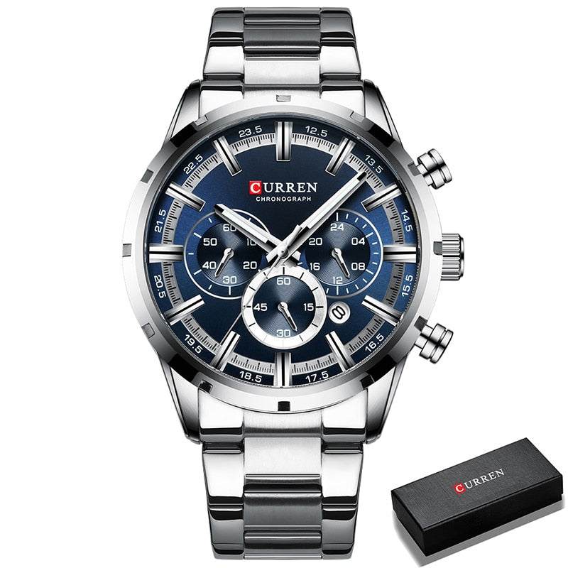 Luxury Quartz Chronograph Watch - Stainless Steel Waterproof Timepiece
