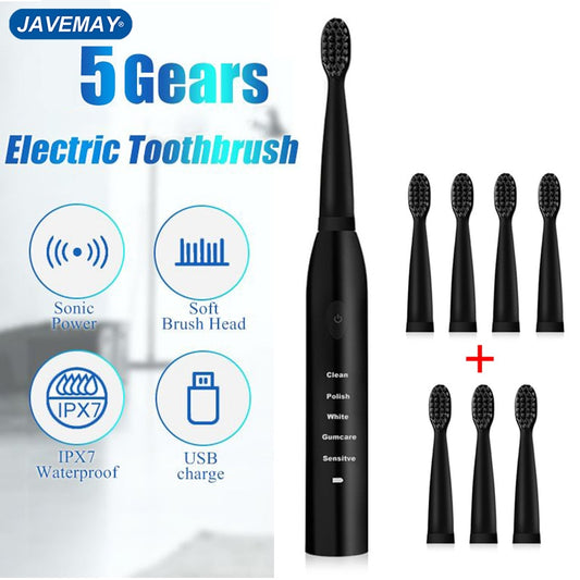 Electric Toothbrush Powerful Ultrasonic Sonic USB Charge Rechargeable Tooth Washable Electronic Whitening Timer Teeth Brush J110