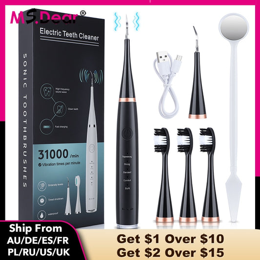Ms.Dear Irrigator Dental Cleaning Tools Sonic Oral Calculus Removal Teeth Whitening Scaler Tartar Scraper Electric Toothbrush
