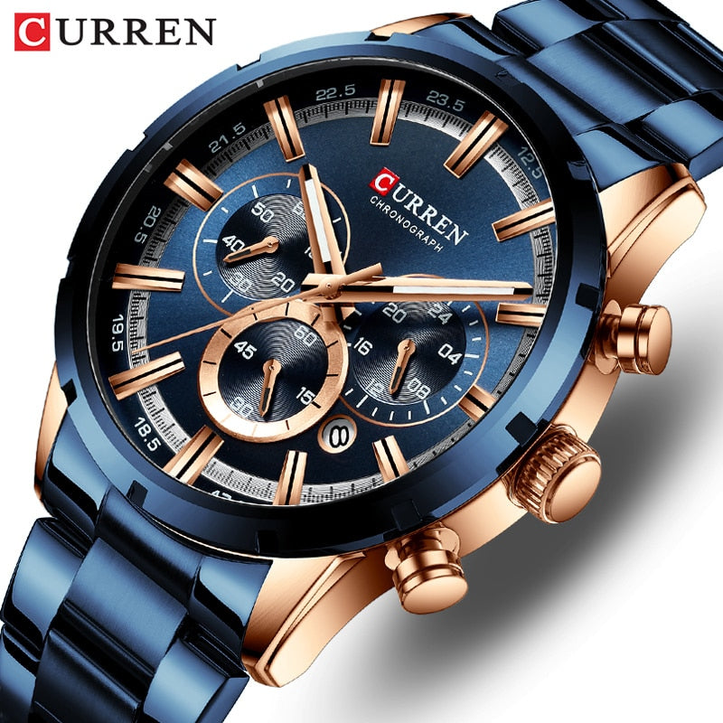 Luxury Quartz Chronograph Watch - Stainless Steel Waterproof Timepiece