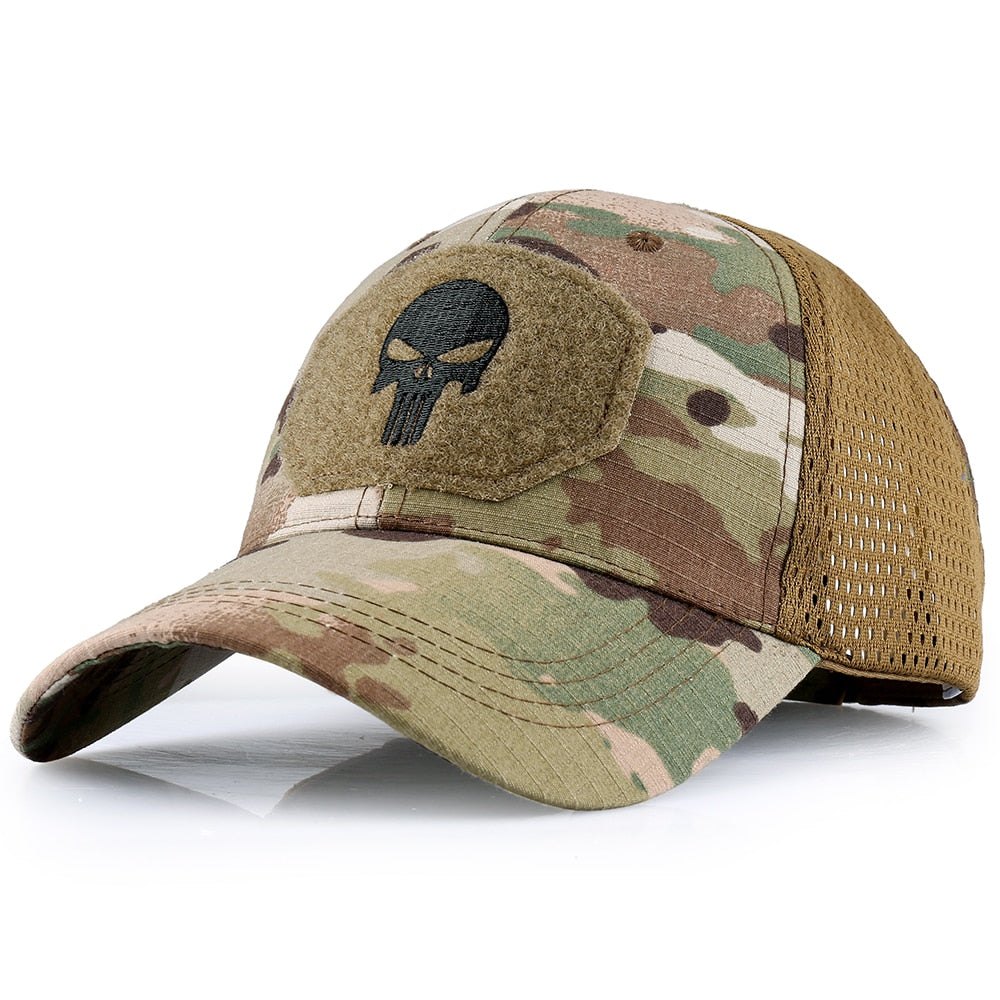 Tactical Mesh Baseball Cap - Breathable Camo Trucker Hat for Outdoor Adventures
